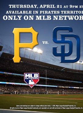 Pirates vs. Padres on Thursday, April 21st