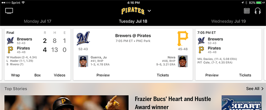 Watch the Pirates LIVE on MLB.com At Bat App!