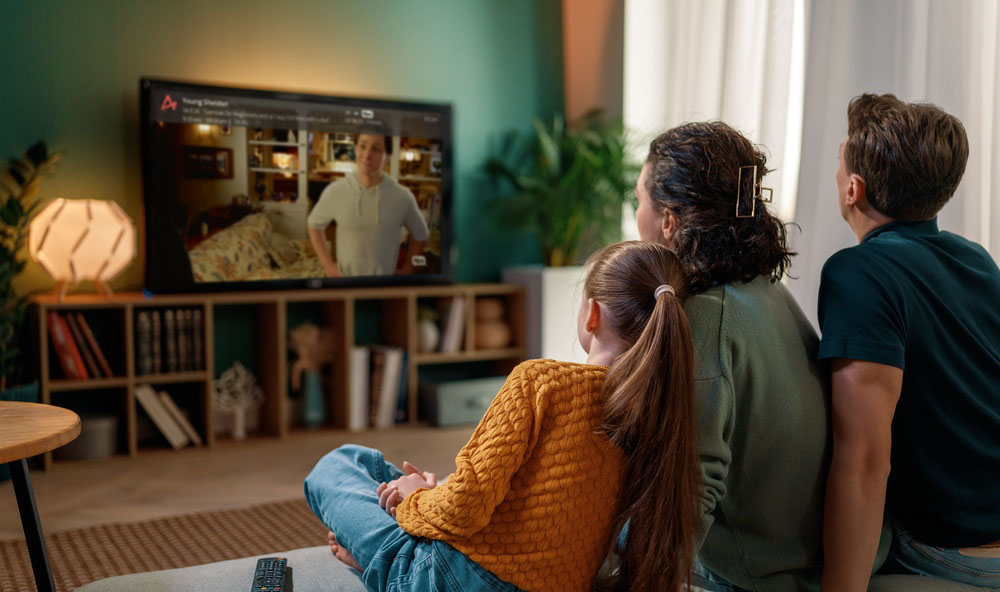 Customer watching a recorded television program
